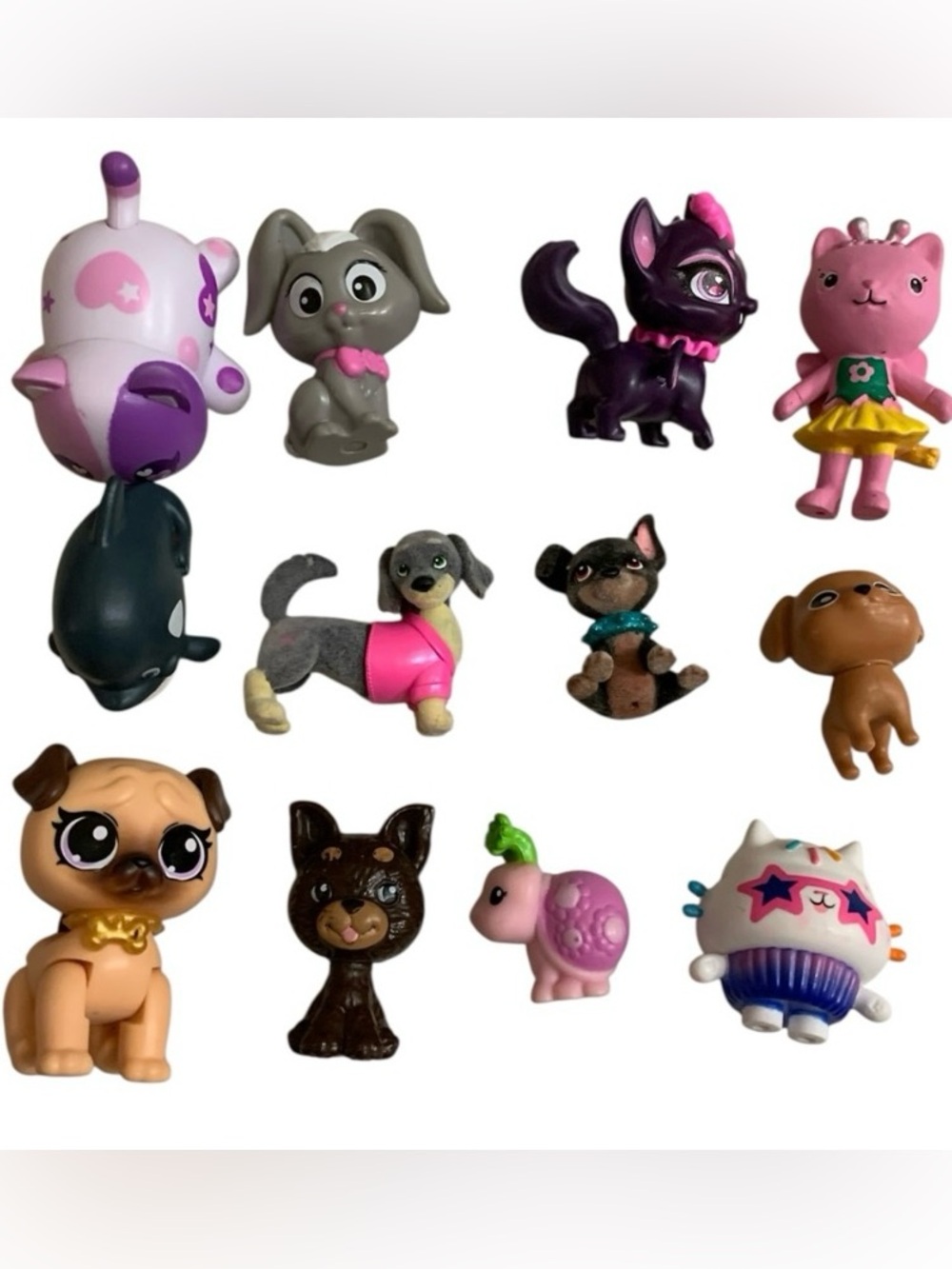 Stocking Stuffer Animal Play Figure Lot Dogs Cats Whale Ladybug Etc 12 Pieces